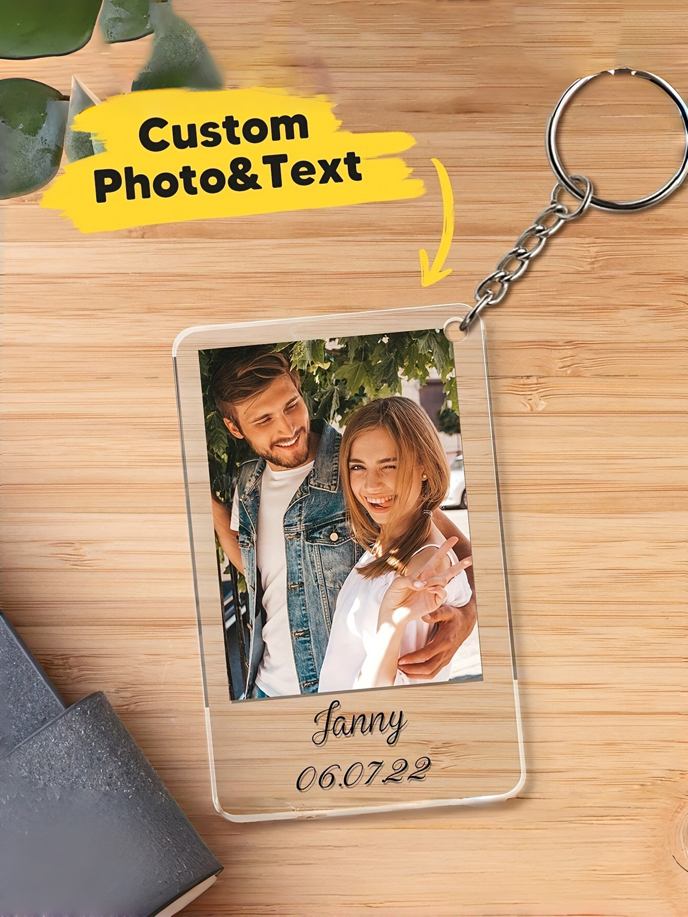 Custom 2D Flat Keychain Personalized Photo Custom Nameplate Keychain
